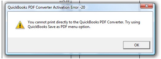 QuickBooks PDF Converter Activation Error - 20