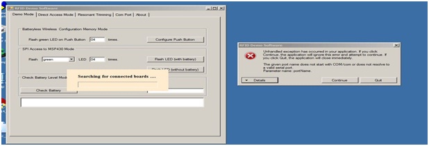 RFID Demo Software Unhandled Exception
