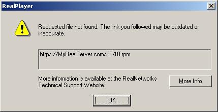RealPlayer Request file not found
