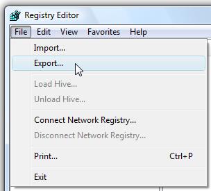 Registry Editor Export