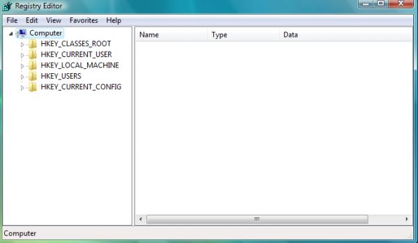 Registry Editor in Windows 7
