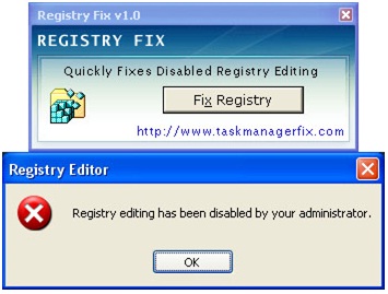 Quickly Fixes Disabled Registry Editing