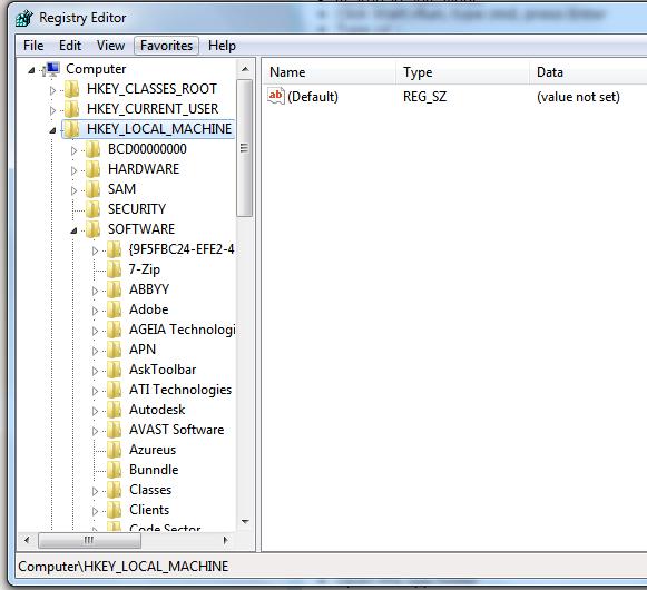 registry editor