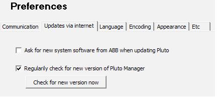 Pluto Manager Preferences