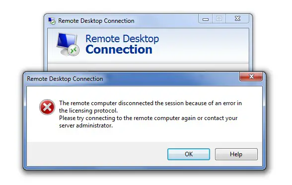 Remote Desktop Protocol V7 (RDP 7) - error in license protocol