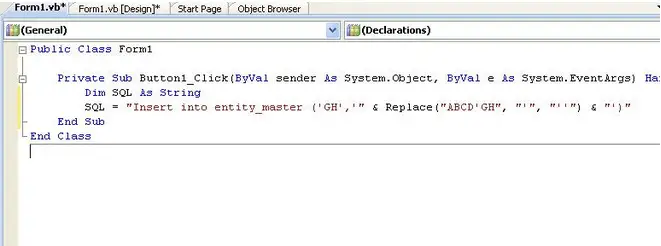 double quote by use of replace function