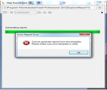 Vault report error-Cannot generate report from the template