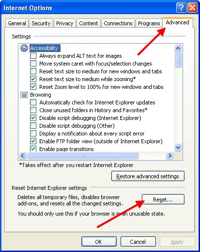 Reset Internet Settings