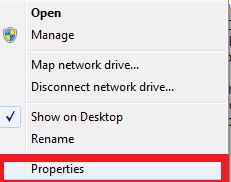My Computer and click Properties.