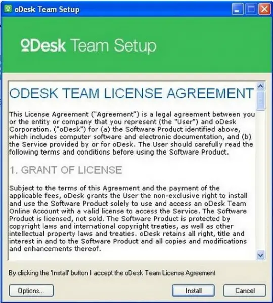 Accept the oDesk Team License Agreement
