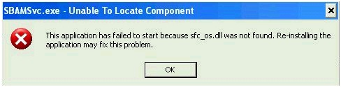 SBAMSvc.exe – Unable to Locate Component