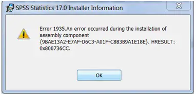 Error 1935. An error occured during the installation of assembly component