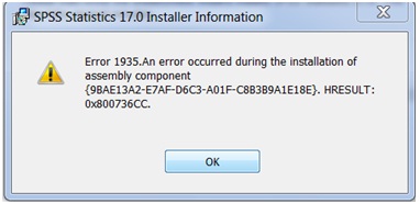 Error 1935. An error occurred during the installation of assembly component