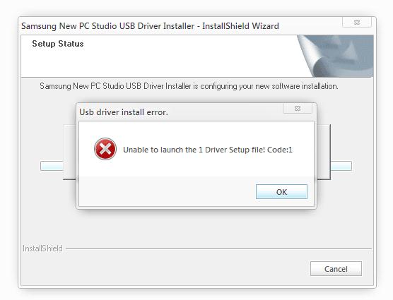 Received A Usb Driver Install Error While Installing Samsung New Pc Studio Techyv Com