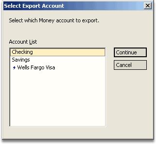 Select Which Money Account to Export