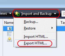 Bookmarks > Show all bookmarks-Import and Backup > Export HTML 