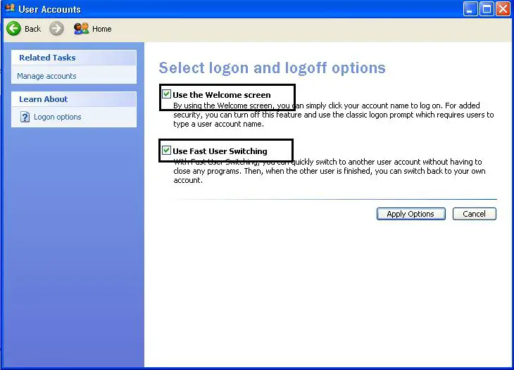 USer Logon Options