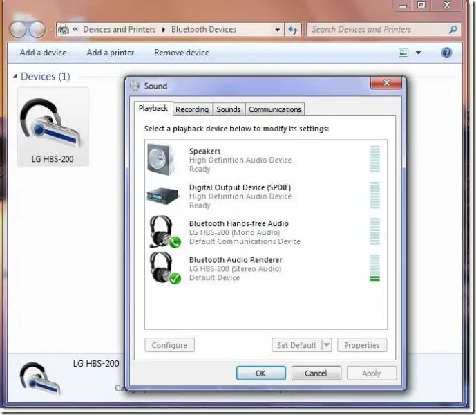 Bluetooth device in windows 7