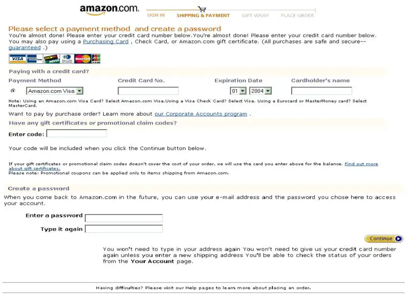 Selection of payment methods