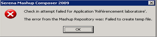 The error from the Mashup Repository was: Failed to create temp file