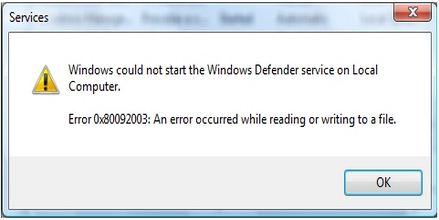 Error 0x80092003: An error occurred while reading or writing to a file