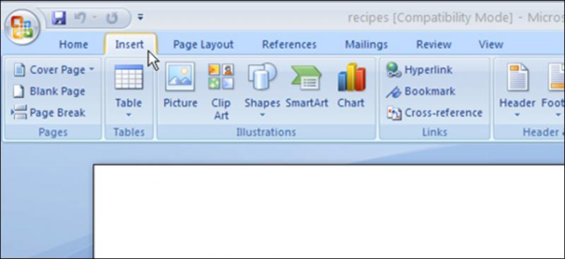 Set Header / Footer in Microsoft Word 2007
