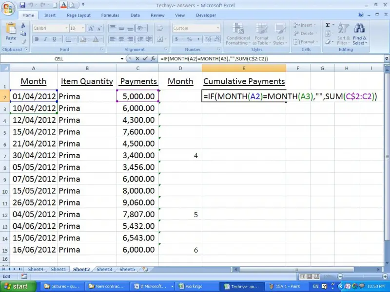 Set formula in Excel Sheet