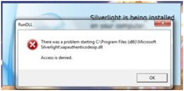 Silverlight is being installed. RunDLL