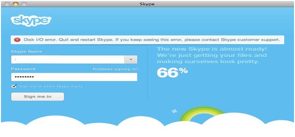 Disk I/O error. Quit and restart Skype