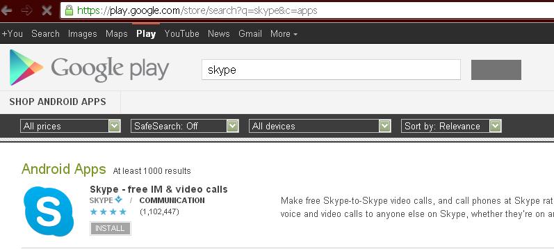 Google Play store and search for Skype