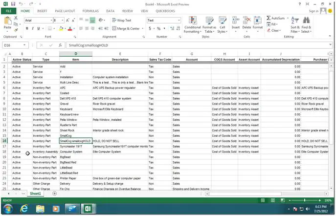 Excel Data Details