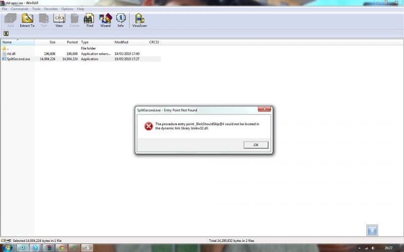 SplitSecond.exe – Entry Point Not Found