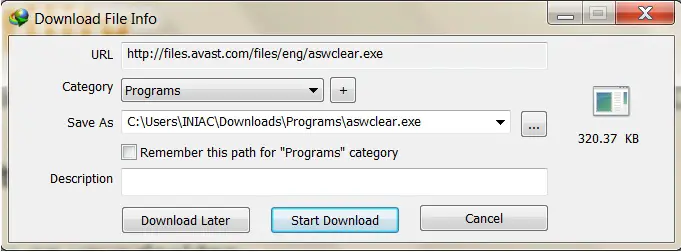 Download aswclear.exe on your desktop