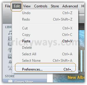 ITunes Preference's Advance tab.