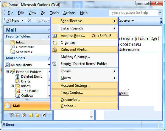 Open Microsoft Outlook.