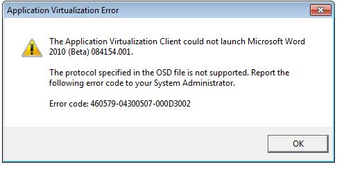 Microsoft application virtualization (app-v) error Microsoft application virtualization (app-v) error