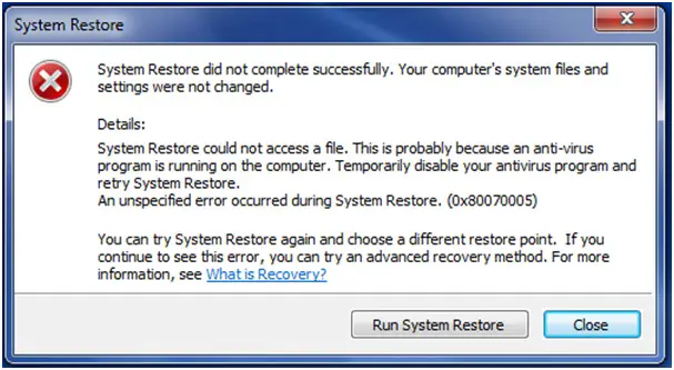 Error: System Restore