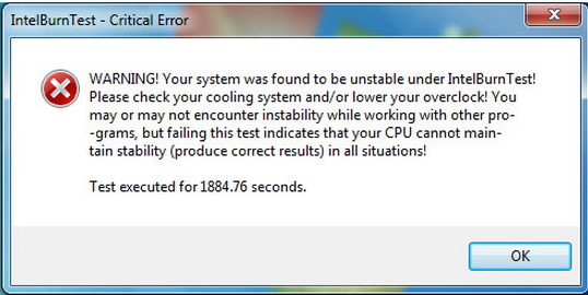 IntelBurnTest - Critical Error