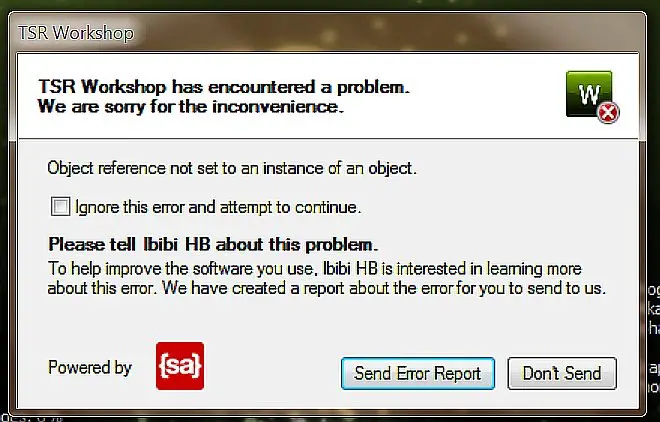 TSR Workshop error