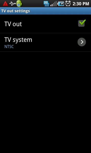 TV Out Setting From Mobile