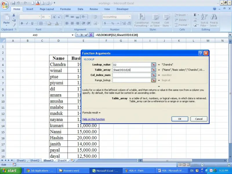 table array textbox