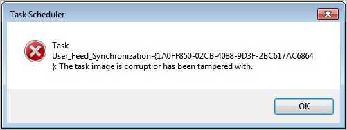 The task image is corrupt or has been tampered with