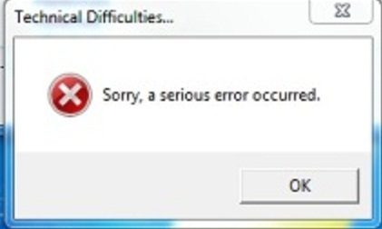 sorry, a serious error occurred