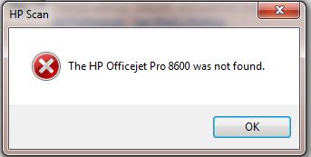 HP officejet pro 8600 was not found