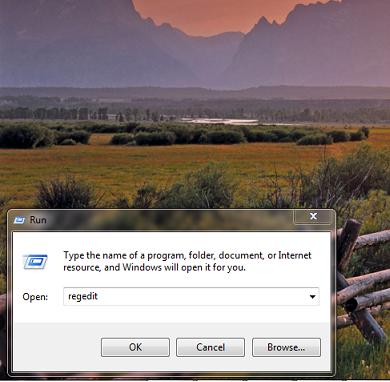 Run Dialog Box type regedit