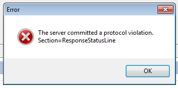 The Server commited a protocol violation SECTION=ResponseStatusLive