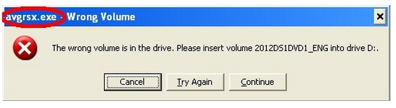 avgrsx.exe wrong volume