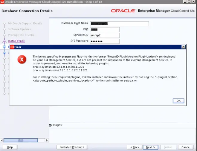 Database connection details