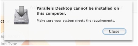 Parallels Desktop cannot be installed on this Computer