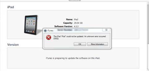 an unknown error occurred 3002 ios 5